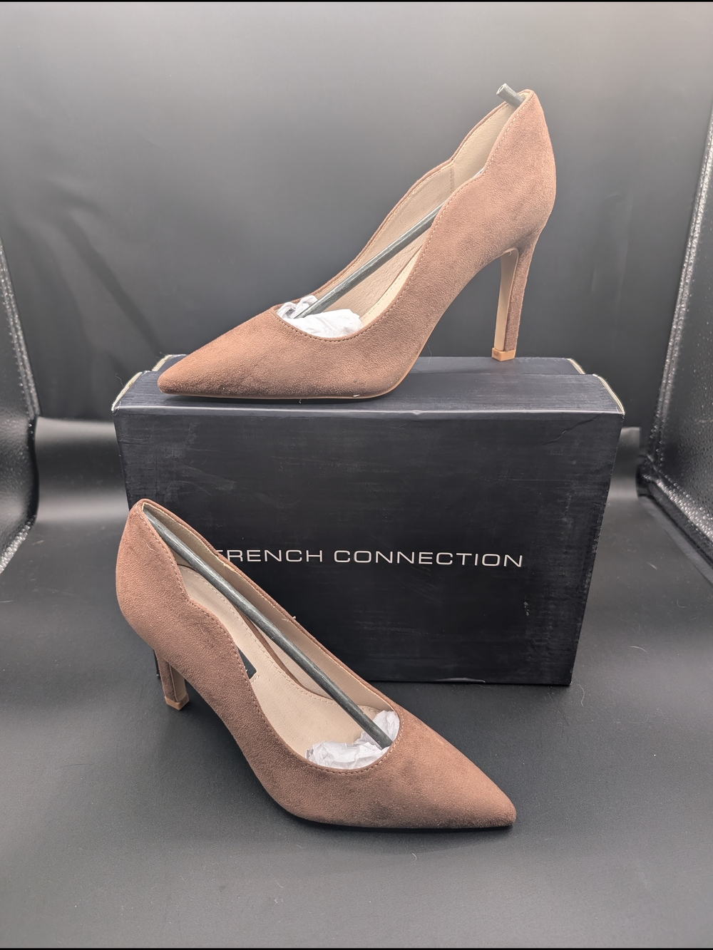 French Connection Taupe Suede Pointed-Toe Stiletto Pumps
